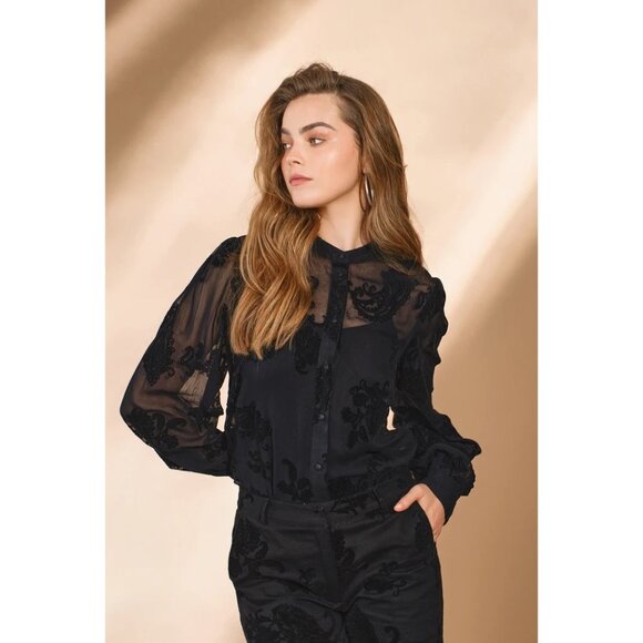 Hemant & Nandita Womens Shirt With Cami in Black Small New Button Down Blouse - Picture 12 of 16